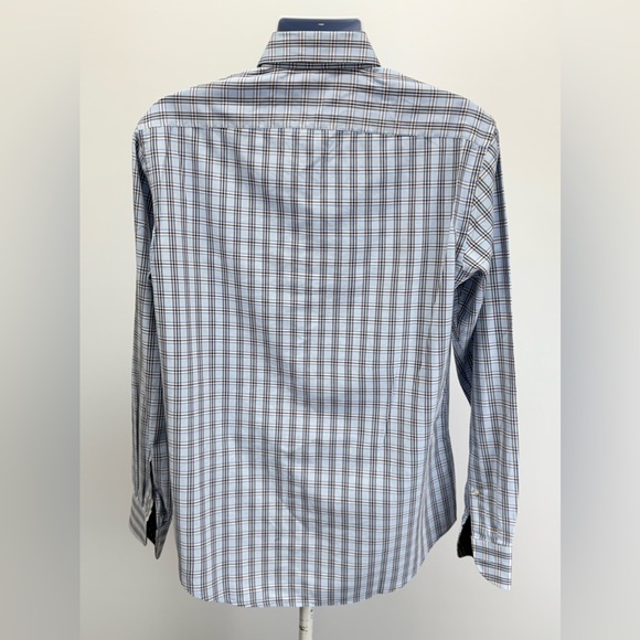 BLACK LABEL for SAKS 5th AVE. Men’s Blue plaid long sleeve button down size M. - Picture 4 of 12